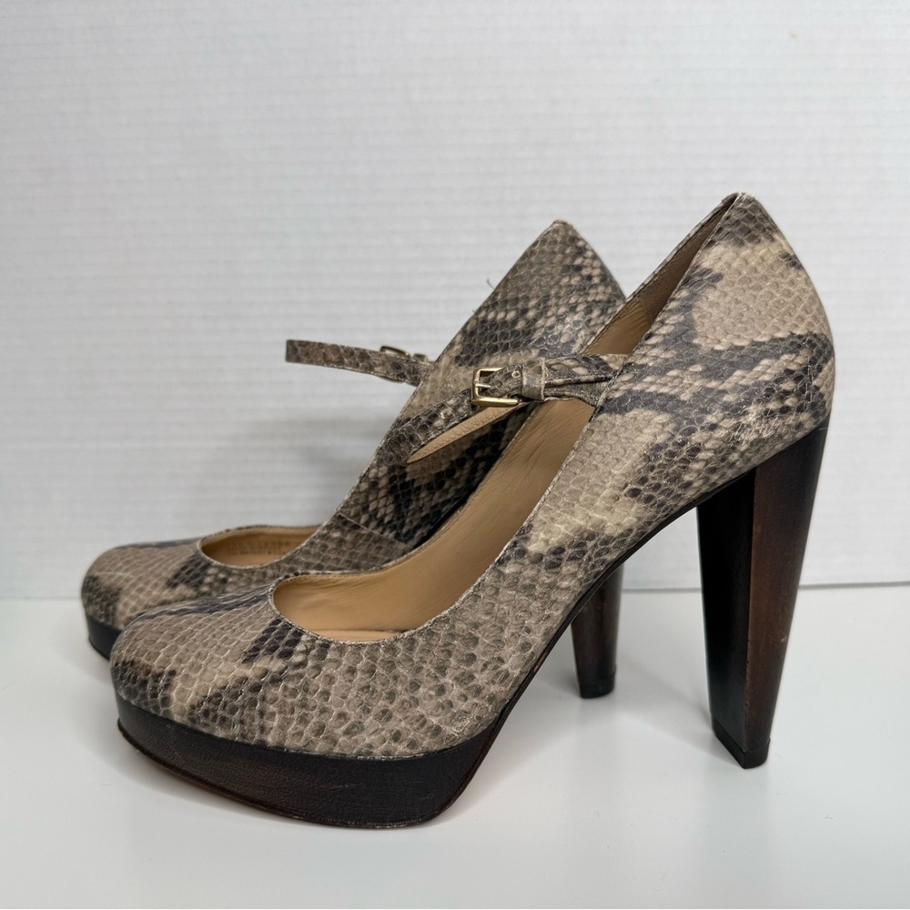 Cole Haan Snakeskin Print Mary Jane Platform Block Heels Size 7B Y2K Preppy Boho - Picture 5 of 15